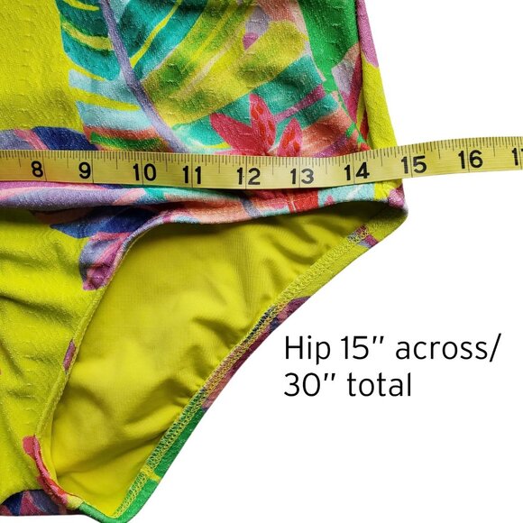 Becca Rebecca Virtue Costa Bella Yellow Tropical Print Plunge One Piece Swimsuit - Picture 10 of 16